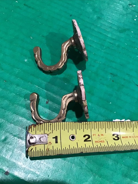 Lot of 5 VTG Brass Ornate Small Hook  Wall Decor Shabby  Coat Robe Towel Reclaim 6
