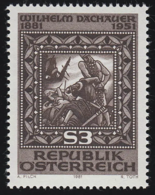 1666 100. Geburtstag, Wilhelm Dachauer, Briefmarkenentwurf W. Dachauer, 3 S, **