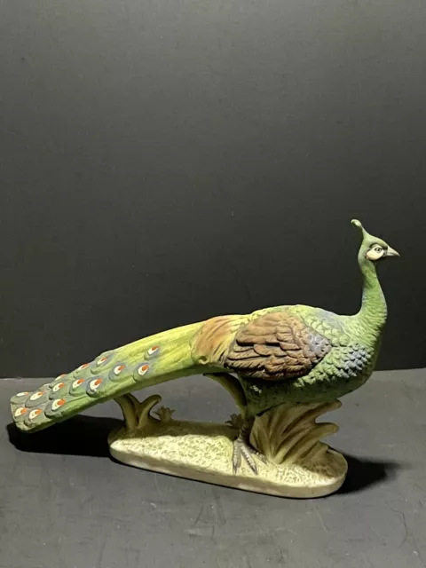 Gorgeous Lefton Peacock Figurine Hand Painted Japan KW2335