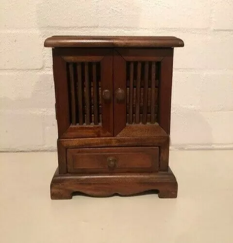 Little Mahogany Wood Jewellery Cabinet