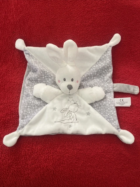 🇫🇷 Doudou Lapin Gris Blanc Étoiles Argentées Tétine SIMBA TOYS KIABI NEUF