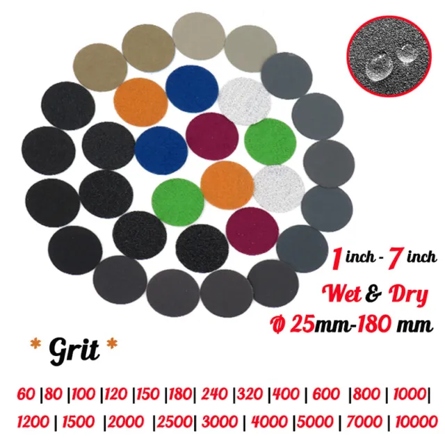 25mm-180 mm Sanding Discs 1"-7Inch 60-10000 Grit Orbital Sander Pads Wet dry use