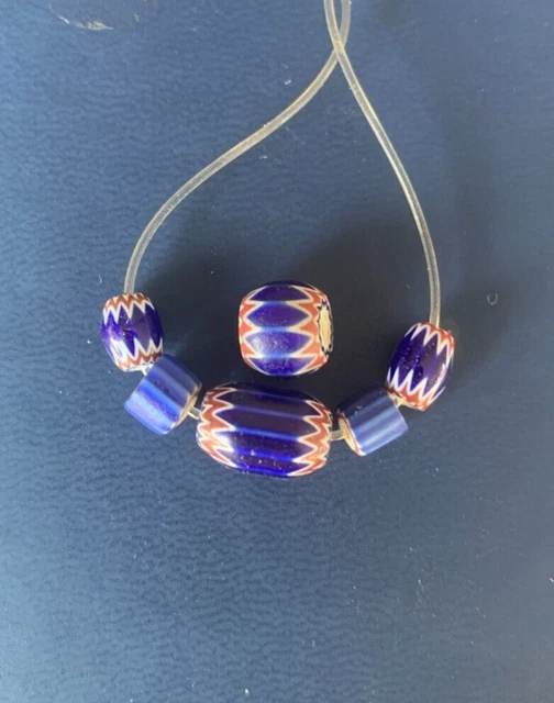 Antique Vintage Venetian - African Trade Beads -small chevron Italian glass