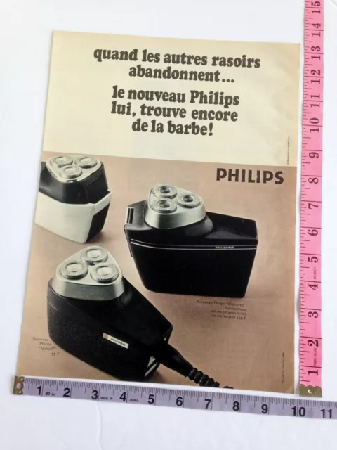 Vintage Print Ad Publicite Presse Rasoirs electriques Philips Philishave 60's