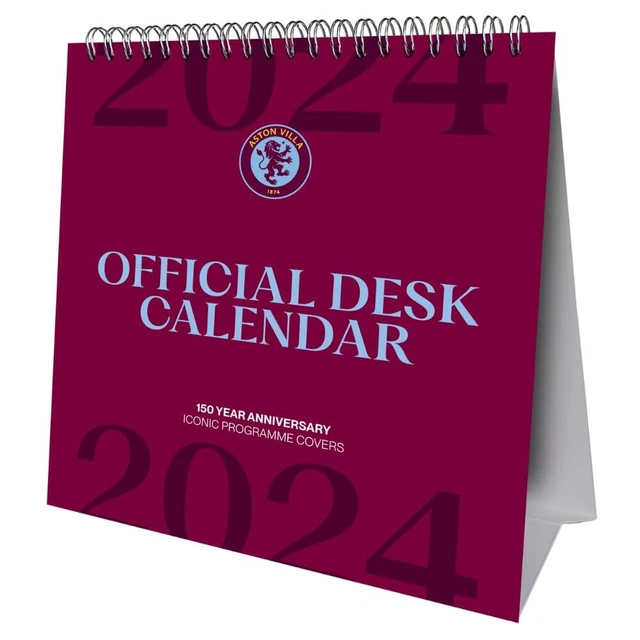 ASTON VILLA FC 2024 Desk Calendar Month To View Desk Calendar Official