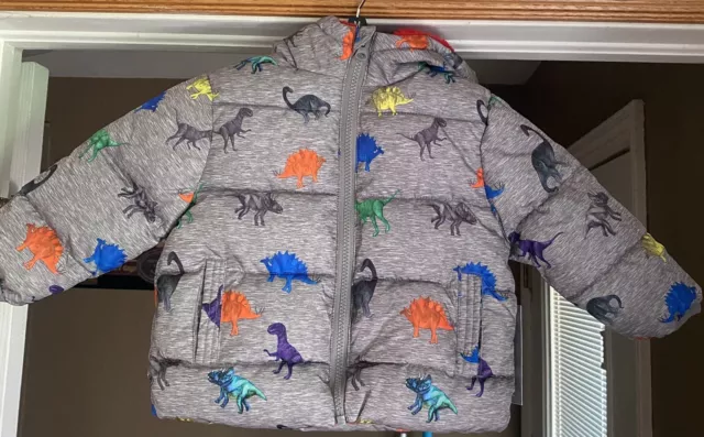 Boys 12 Month Baby Toddler Dinosaur Puffer Jacket Hooded Coat Swiss Tech New