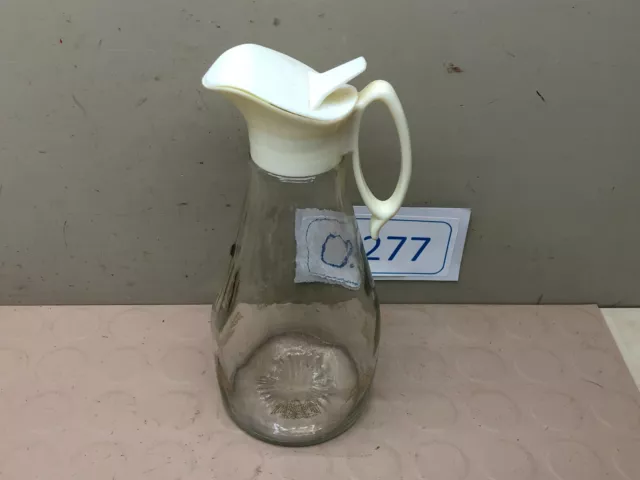Vintage MCM  LOG CABIN Syrup Dispenser Glass Bottle Golden Eagle White Lid