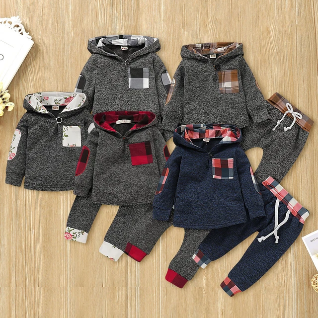 2 pz top con cappuccio pantaloni pantaloni tuta set abiti neonati neonati bambini vestiti