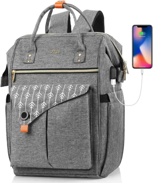 Laptop Backpack Womens 15.6 Inch , School Bag with USB Charging Port, Anti Theft