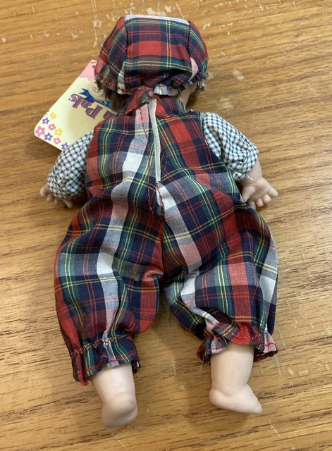 Palm Pals Bean Bag Kids 8” Baby Tartan Plaid Overalls Hunting Cap Desktop Sitter 3