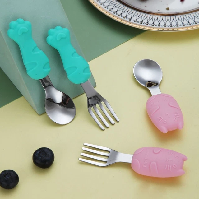 Stainless Steel Baby Spoon Forks Cartoon Child Tableware  Baby