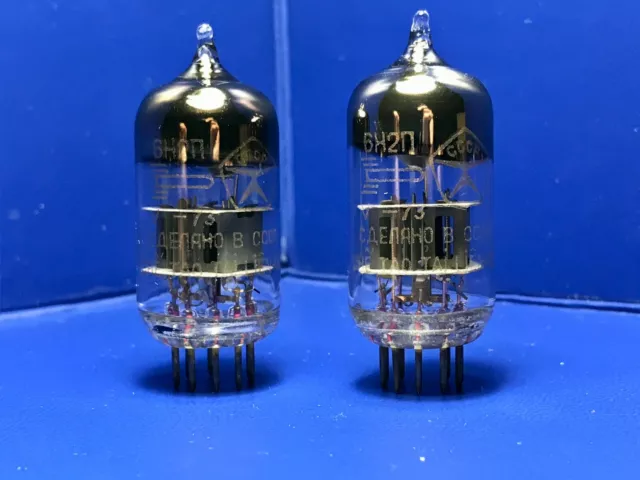 2PCS 6N2P ( ~ECC83 / ~12AX7 / 6Н2П) RARE SAME DATE 73's Vacuum Tubes Dual Triode