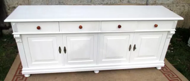 Große Shabby Chic Kommode weiß 193 cm Sideboard Messinggriffe Schubladen (LM)