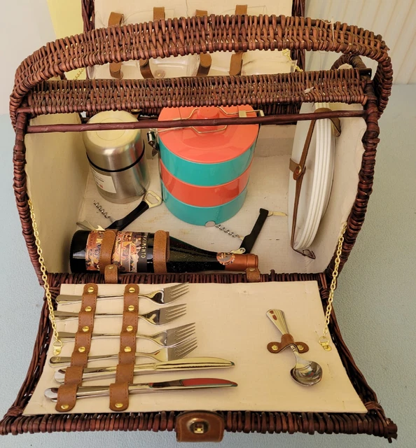 PICNIC HAMPER FOR 4 With Tiffin and Food Flask £39.95 PicClick UK