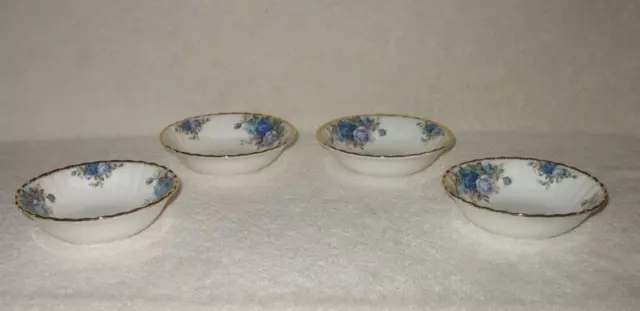 Mint Royal Albert England Moonlight Rose -4 (Four) Individual Fruit Bowls 5 3/8"