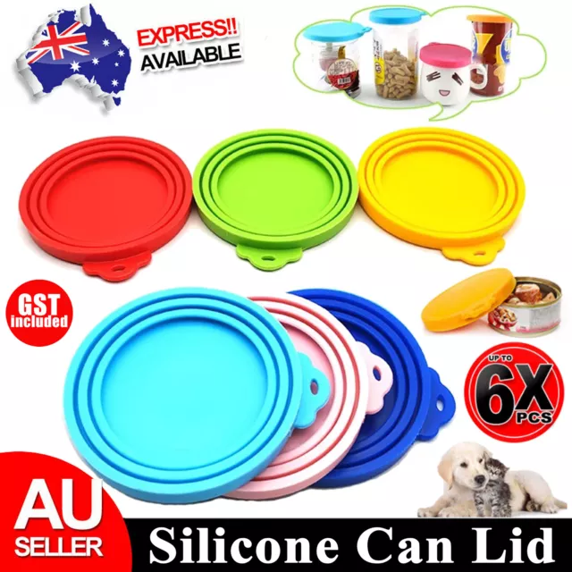 1/2/3/6x Pet Food Can Cover Lid Dog Cat Pet Tin Silicone Reusable Storage Cap AU