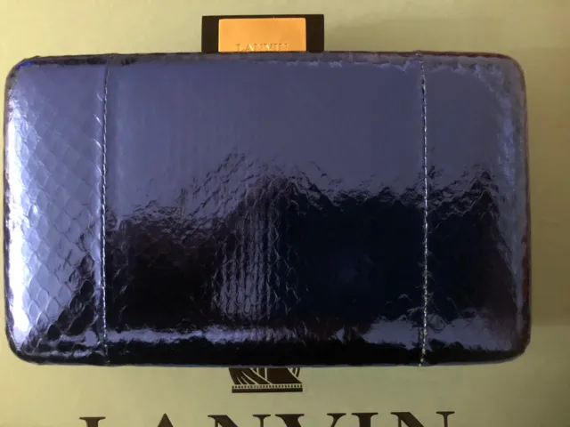 NEW!$2350 Lanvin Minaudière Snakeskin Box Clutch . NWT. Gold tone Hardware .