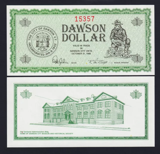 Canada 1985-1987 Local Currency DAWSON Dollar UNC Rare