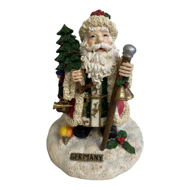 Santa Claus Germany Carrying Christmas Tree Figurine 4”