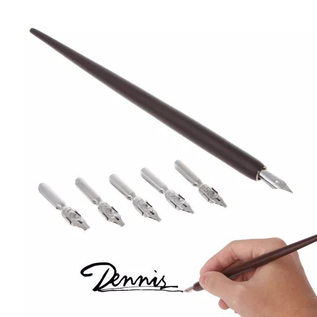Wooden Dip Pen Ink Calligraphy Wooden Pen Holder Brown Pen Nib Straight or  Oblique Nib Holder 