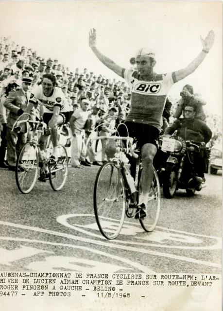 Cyclisme, Lucien Aimar Champion de France sur Route  , Vintage Print Tirage