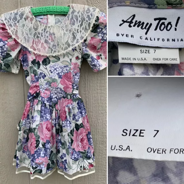 vintage Amy Too! Byer California girls puffy floral dress size 7 made in USA