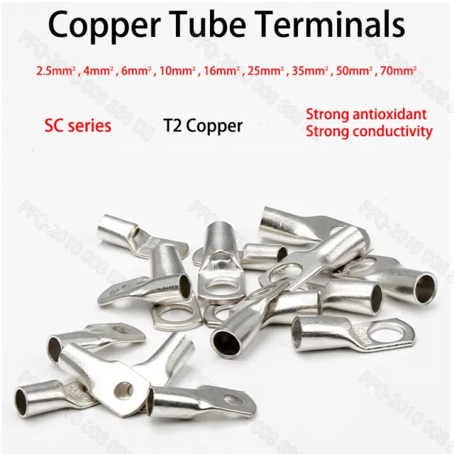 Copper Tube Terminals Battery Welding Eyelets 2.5mm²-70mm² Lug Ends Ring Crimp