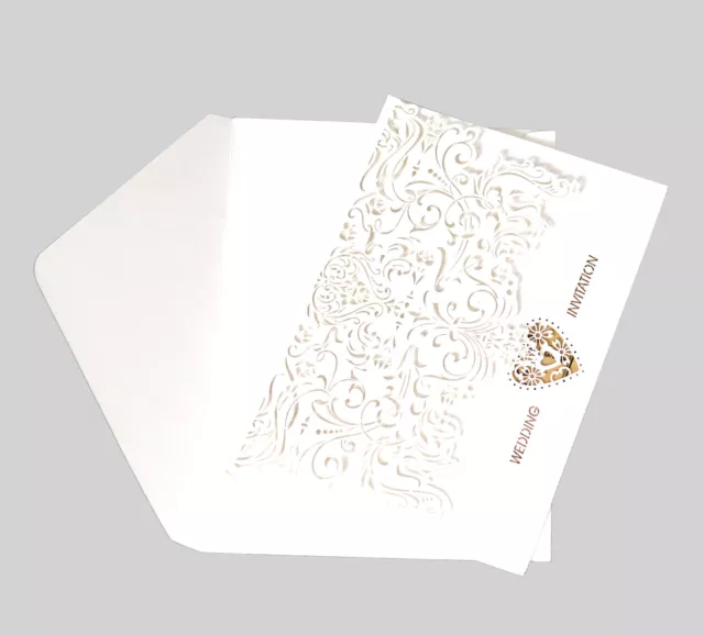 100x Hollow-Out Laser Cut Wedding Party Invitation Card Set Inner Paper Envelope 2