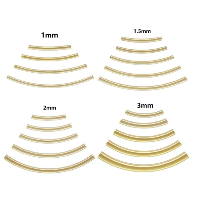 14K Gold Filled Smooth Curve Tube Bead Armband Spacer 1mm 1,5mm 2mm 3mm