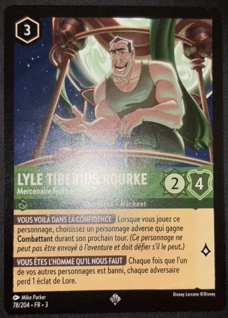 Lyle Rourke Toy CARTE LORCANA LYLE Tiberius Rourke Super Rare 78/204 Chap 3 Fr EUR 3,90 ...