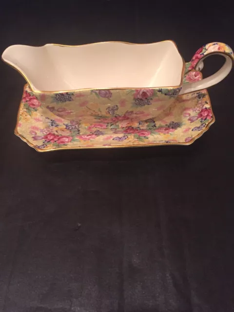 Royal Winton Grimwades Welbeck Pattern Chintz Gravy Boat & Underplate