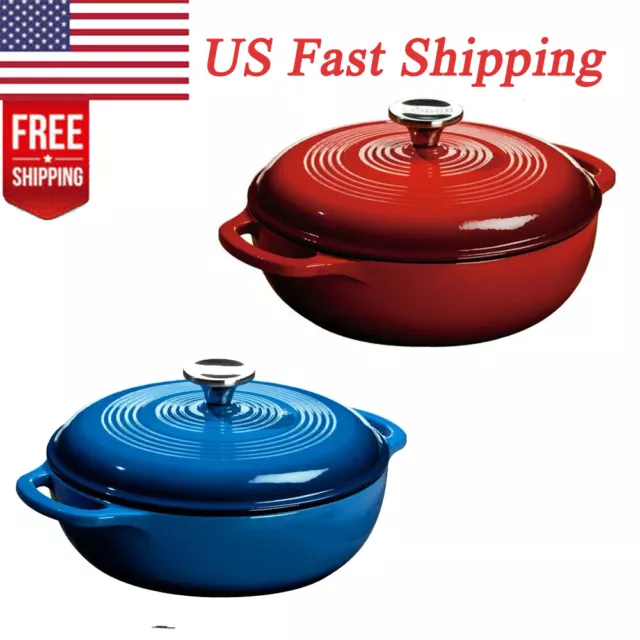 Enameled Cast Iron 5 Quart Dutch Oven with Lid - Blue – Eco + Chef