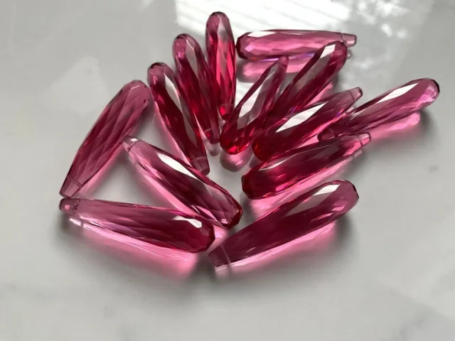 Pink Hydro Quartz Teardrops shape 34x8 mm Side Drill 6 Matched Pair Gemstone