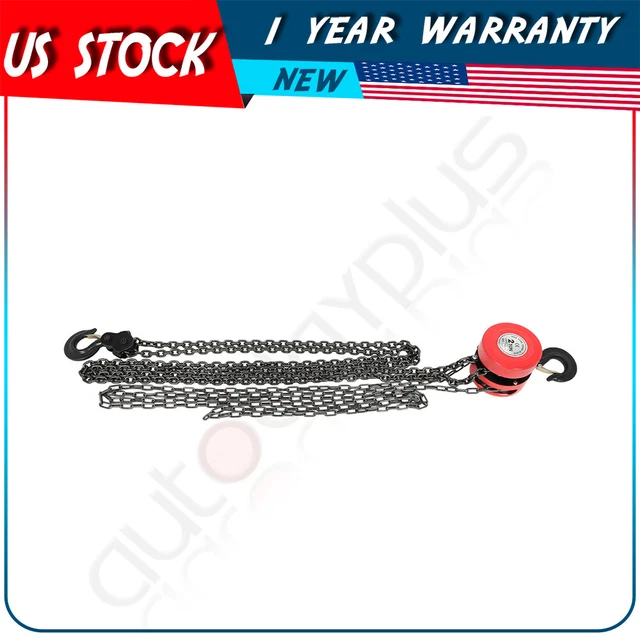 2 Ton Chain Hoist Manual Puller Block Fall Chain with Hook Red