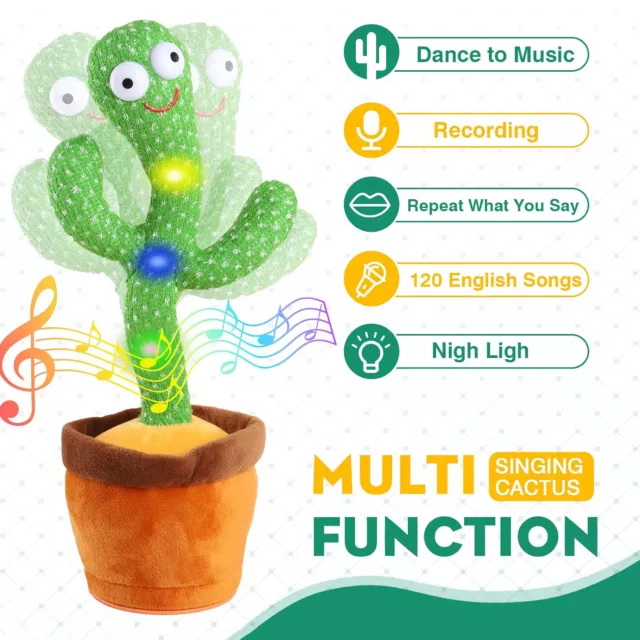 Tanzendes Kaktus Plüschtier Singen Sprechen Lernen Spielzeug Weihnachtsgeschenk