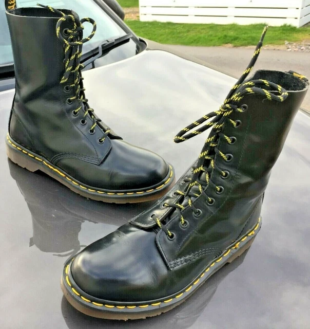 Stivali vintage Dr Martens 1490 neri in pelle liscia UK 8 EU 42 Made in England