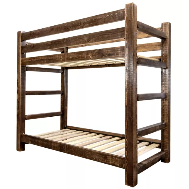 Rustic Bunk Bed TWIN FARMHOUSE STYLE Amish Made BunkBeds Western Lodge