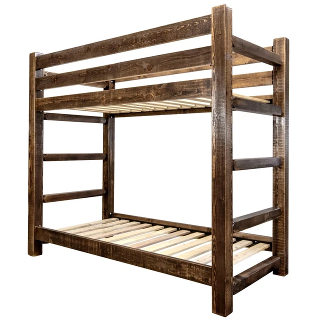 Rustic Bunk Bed TWIN size  FARMHOUSE STYLE Amish Made BunkBeds Western Lodge