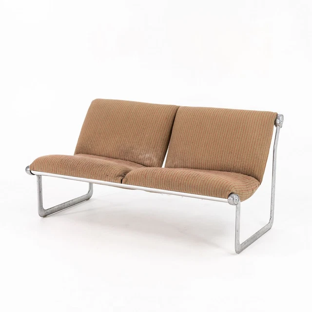 1970s Two-Seat Sling Sofa by Hannah & Morrison for Knoll in Fabric and Aluminum