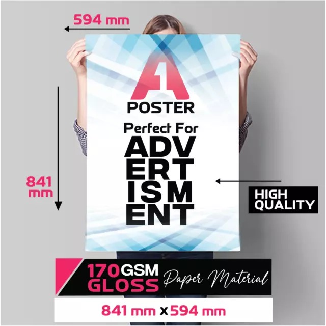 Personalized Poster Paper Print Glossy Photo Custom High Quality 170gsm A1 & A3 2