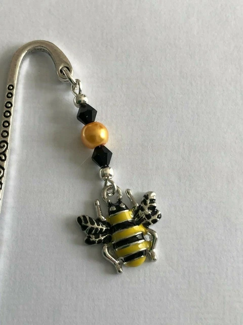 🐝 Cute BUMBLE BEE  BOOKMARK Tibetan Silver Enamel Charm  Xmas Present Gift Bag