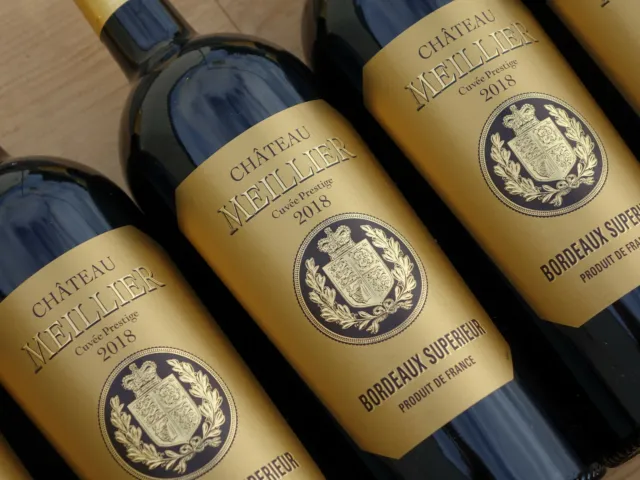 Feinstes Gold ! 12 Flaschen Bordeaux 2018er Château Meillier "Cuvée Prestige" !