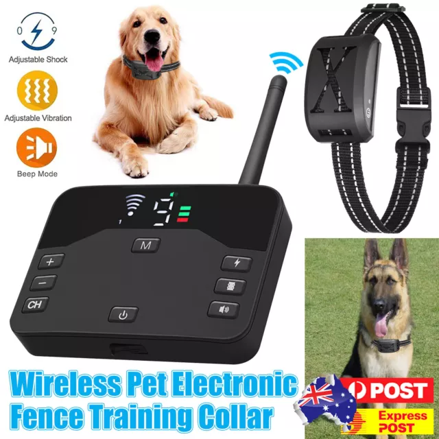 Electric Dog Fence System Wireless Hidden Pet Boundary Containment with 2 Collar