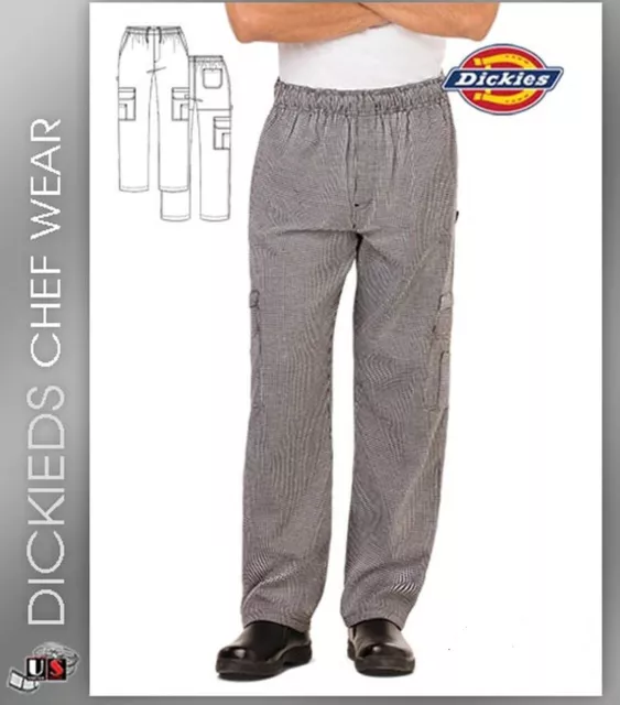 Nwt Dickies Unisex Cargo Style Chef Pants In Houndstooth Dc10