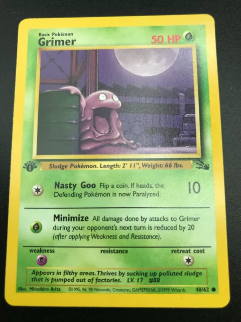 Grimer 1st Edition 48/62 Fossil Common Pokemon Vintage Card WOTC NM 1999