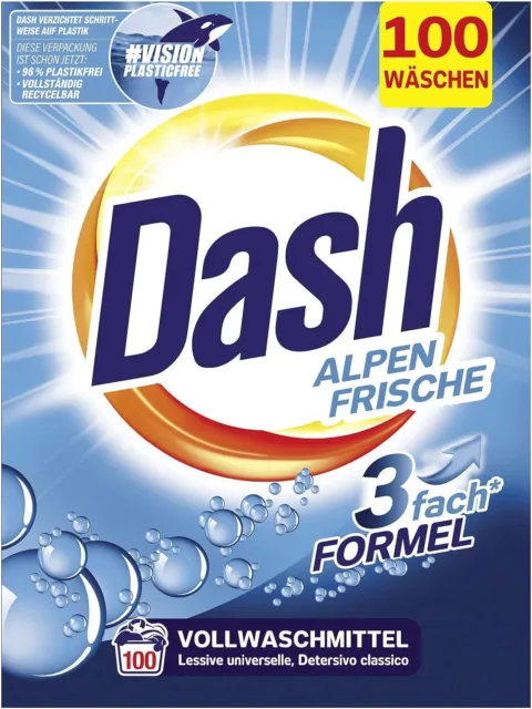 Dash Alpen Freschezza Polvere I Detersivo per bucato bianco I 100 lavaggi 6 kg