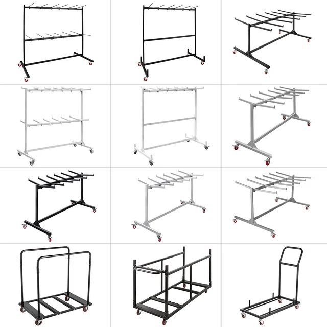 Folding Chair Cart Dolly Foldable Seat Table W/ Wheel Caddy Folding Chair Rack