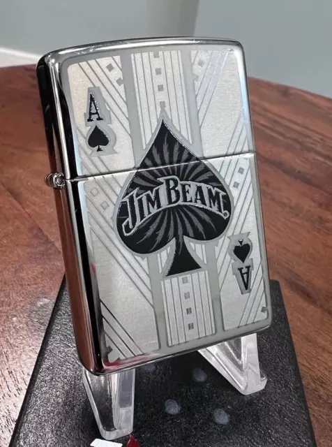 Zippo Windproof Collectible Lighter HP Chrome Jim Beam Ace Of Spades 2010 NEW