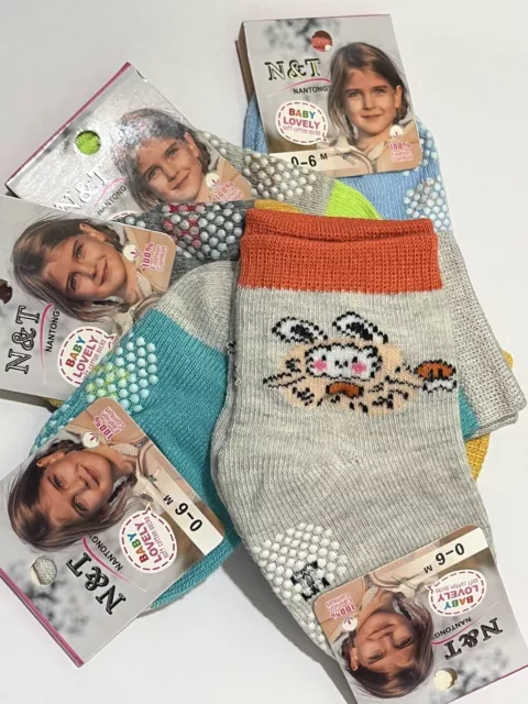 5 paia di calze calzini antiscivolo da bambine 0-6 mesi baby color