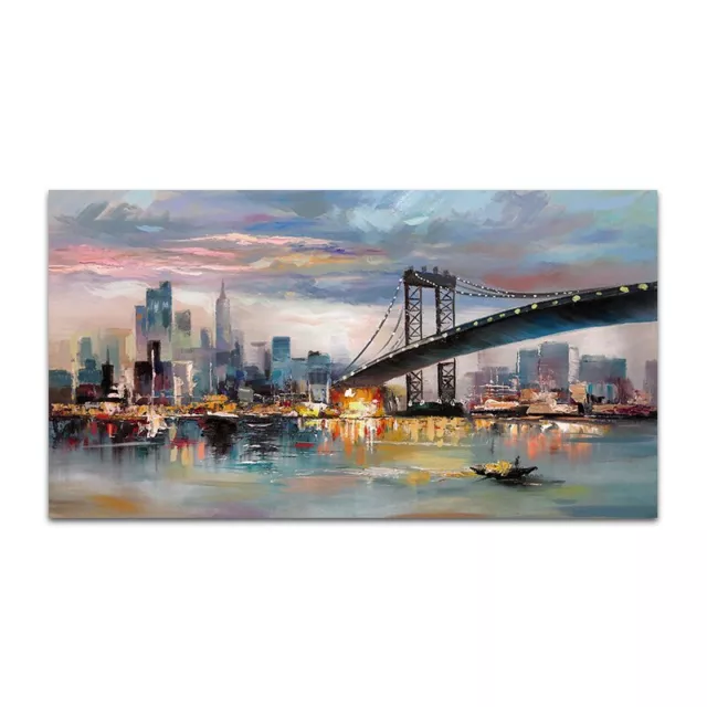 City Bridge Modern Abstract Landscape Canvas Painting Canvas Wall Art Prints Art 3